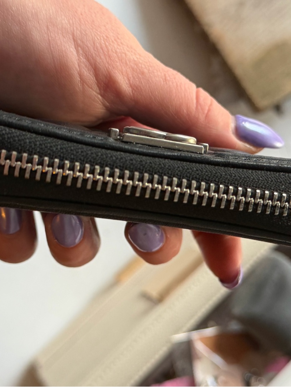 Chanel style Black Quilted Leather Zip Wallet - Picture 5 of 7